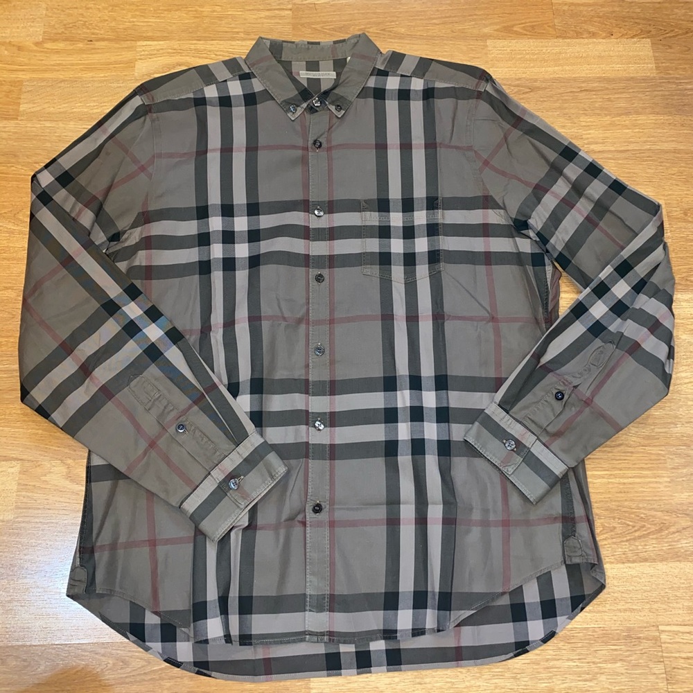 Burberry Men's Checkered Shirt - Black, Gray, Brown